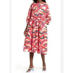 NORDSTROM x CRISTINA MARTINEZ Printed 100% Cotton Midi Dress | M | Maximalist